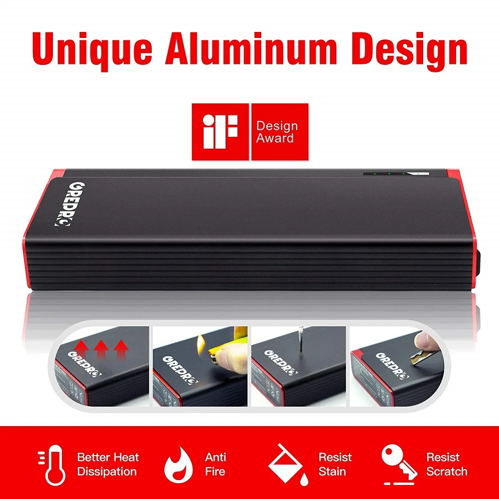 GREPRO автомобиль скачок стартер 2000A автомобильное пусковое усилитель Батарея 12V