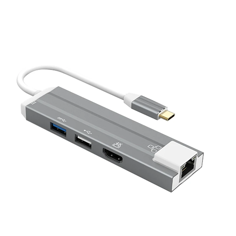 5 в 1 тип-c многофункциональная док-станция Usb3.0 Usb2.0 порт Hdmi 1080P концентратор Rj45 100 Мбит сетевой порт с Pd зарядное устройство для Macbook