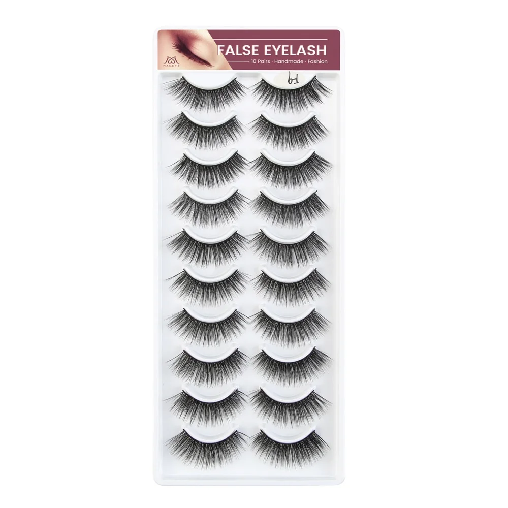 

10Pairs Fiber Eyelashs Natural Long 3D Faux Eyelashes Thick Handmade Full Strip Lashes Volume Soft Fake Lashes False Eyelashes