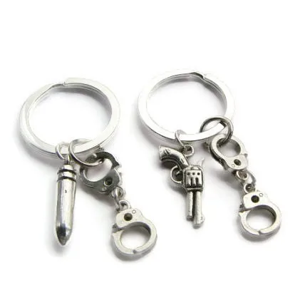 2019 пушки подвеска в форме пули брелок Мода полицейский наручники ювелирные