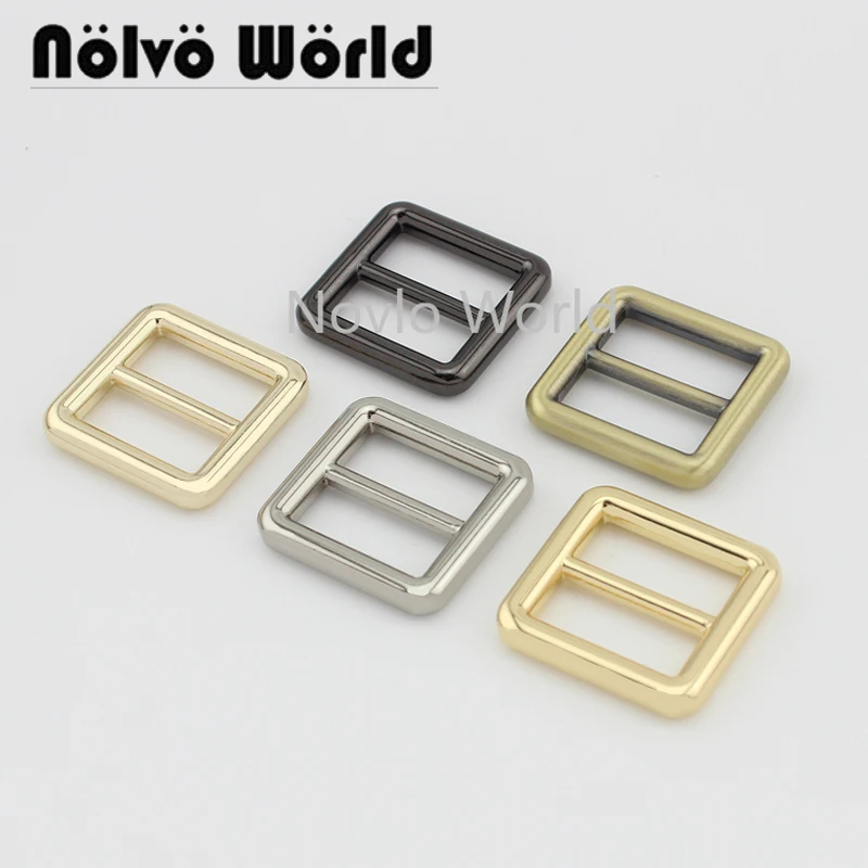 Nolvo-월드 5-20-100pcs 6 색 19*17mm 3/4 금속 슬라이더 트라이 글라이드 조절기 버클 버클, 가방 신발 스트랩 슬라이더 재봉
