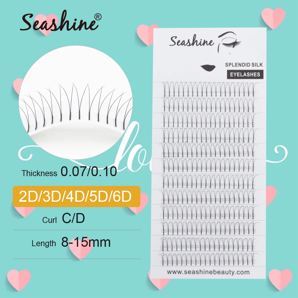 Seashine Lashes Extension Pre Made Fans 2D/3D/4D/5D/6D Russian Volume Lashes Makeup tools Eyelash Extension Supplier seashine lashes short stem pre made fans lashes extension russian pre made volume fans 3d 4d 5d 6d pre fanned lashes extension