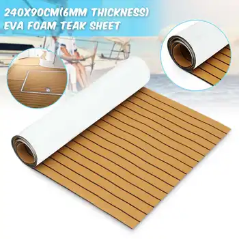 

2400x900x5.5mm Self-Adhesive Foam Teak Decking EVA Foam Brown With White Line Marine Flooring Faux Boat Decking Sheet