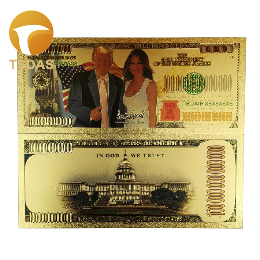 Banknotes 500 Dollars Melanie Trump Gold Decoration Commemorative Notes Collection Home Decoration 24K Gold Plated Dollars - Цвет: 4