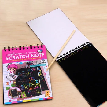 

10pcs Children Scratch Note Kids Funy Drawing Toys Stationery Graffiti Book DIY Painting Toys With Pen(Random Color)