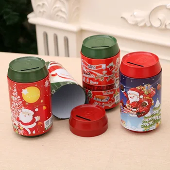 

4pcs/set Metal Coin Bank Money Box for Coin Saving Christmas Candy Holders Children Gift Decorations