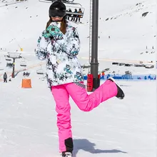 GSOU, женский лыжный костюм, куртка для сноуборда, штаны, спортивная одежда для улицы, ветрозащитная, водонепроницаемая, супер теплая одежда для катания на лыжах и пеших прогулок