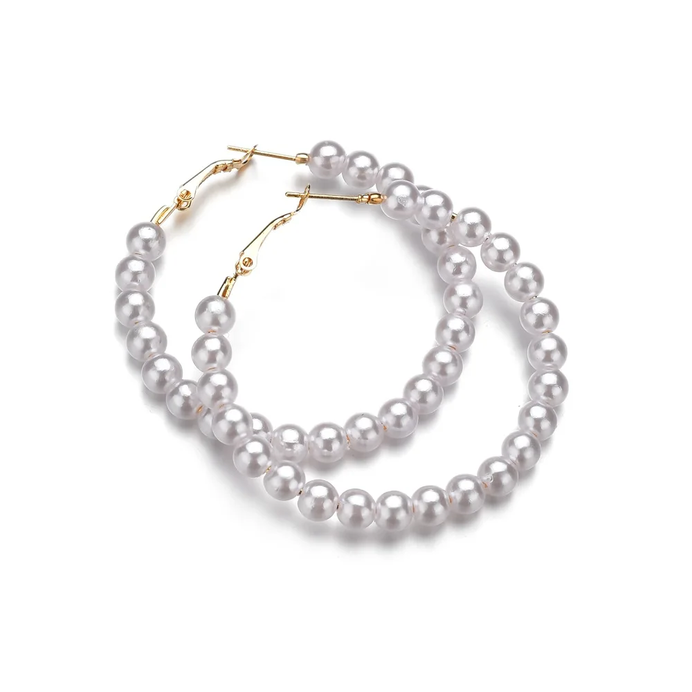 Корейские геометрические скрученные жемчужные серьги-кольца для женщин и девочек, жемчужные круглые преувеличенные серьги, ювелирные изделия, подарки - Окраска металла: E223