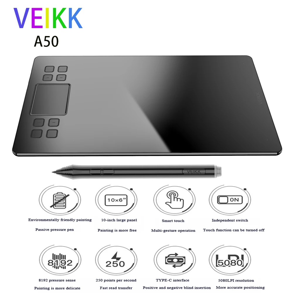 

Digital Tablet Graphics Drawing Tablet Pad w/Pen 8192 Level 10x6"and 6*4" 5080LPI with Spare nib Digital Pen