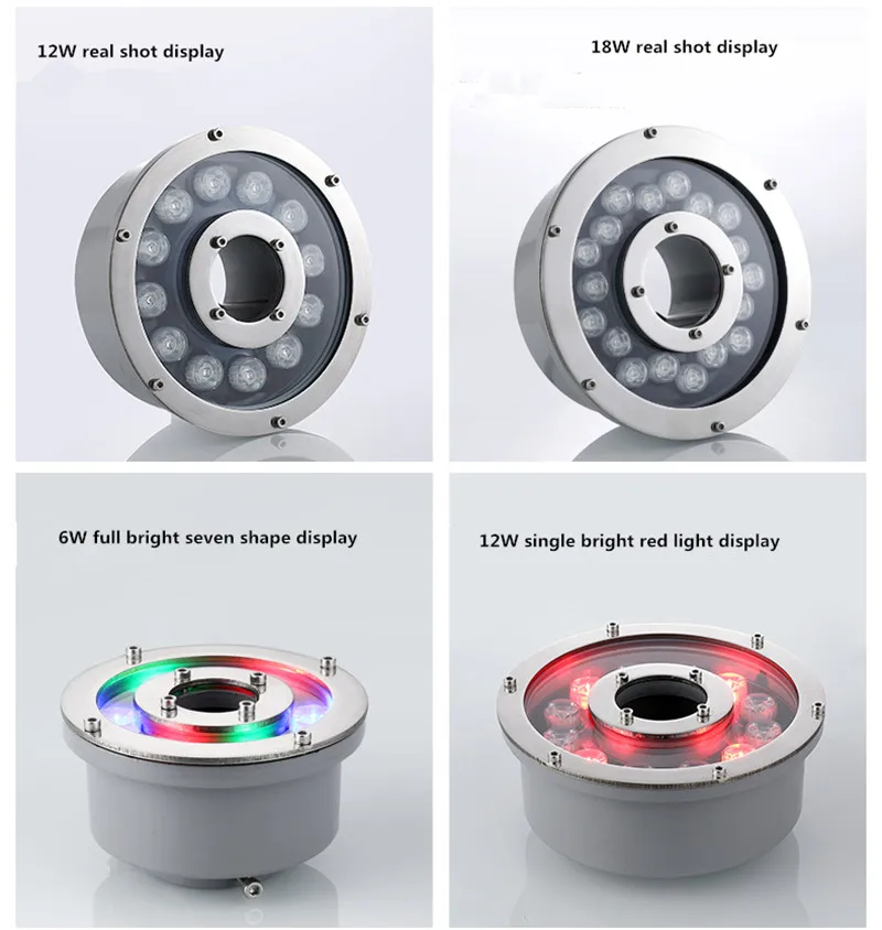 RGB Led fountain light 6w 12w 18w Swimming Pool Light Free AC/DC 12V 24V Underwater Lights Fountains Waterproof Ip68 Landscape