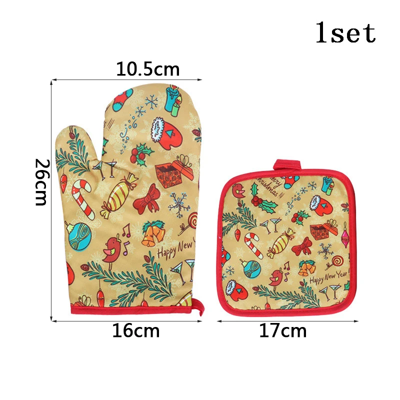 2Pcs Christmas Gloves Oven Mitts Merry Christmas Decorations for Home Ornaments Xmas Navidad Noel New Year Gifts