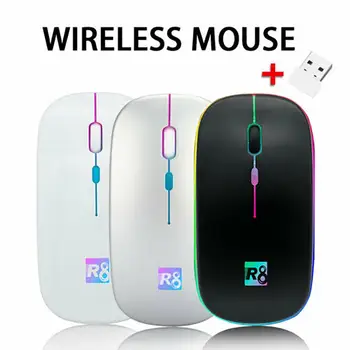 

2.4GHz Wireless Mouse 600/1200/2400 DPI Optical Mice Rechargeable 7 Colors Breathing Lights Silent Mouse For Macbook Pro Laptop