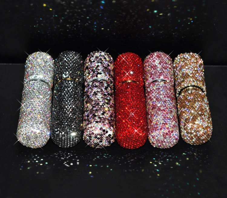 Empty Perfume Atomizer With Sparkle Crystals Refillable Spray Perfume Bottles Portable Spray Scent Pump Cosmetic Container