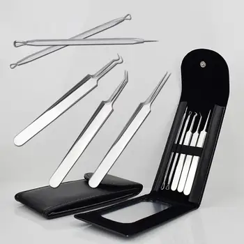 

5 Pcs/Set Stainless Steel Blackhead Splinter Removal Acne Nipper Tweezer Tools