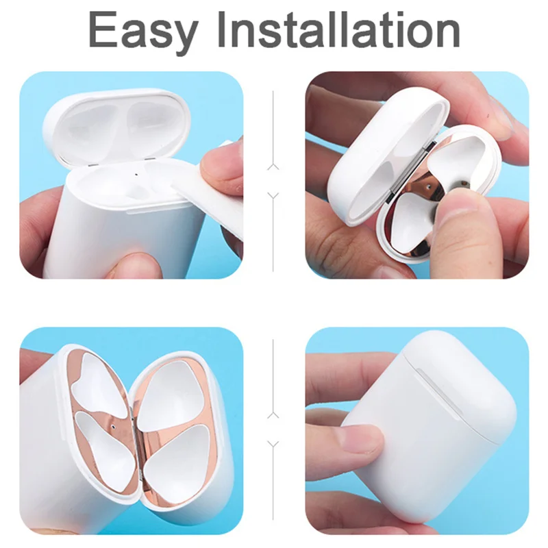 Ультра тонкая кожа для AirPod металлическая защита от пыли для Apple AirPods Bluetooth наушники зарядный ящик беспроводные наушники пылезащитный чехол