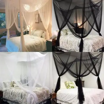 

4 Doors Open Square Bed Canopy Netting Foldable Elegant Mosquito Net Bed Net Summer Night Rectangle Beautiful Mesh