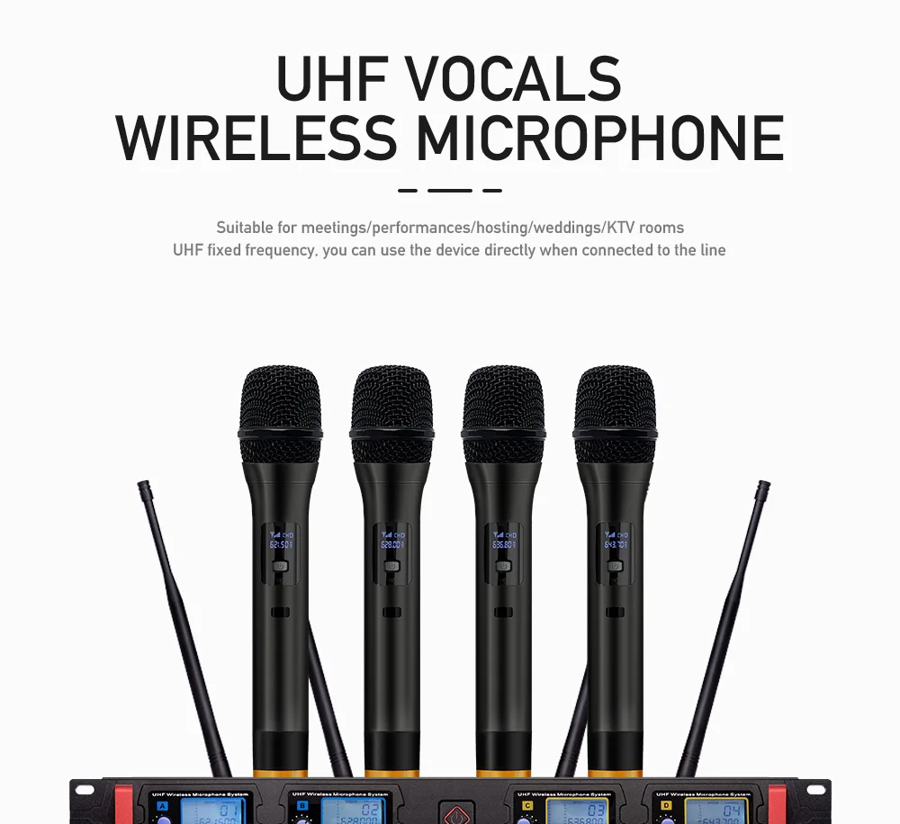 Wireless microphone system 4-channel wireless microphone system UHF karaoke system wireless four-handheld microphone