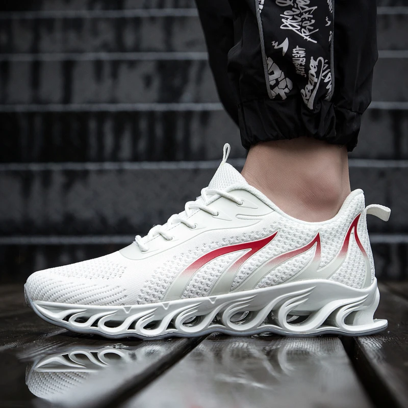 Cheap OdoRola Large Size Men Fashion Sneakers Casual Sports Running Shoes Lightweight Street Walking Shoes Mesh Sneakers Leisure Shoes