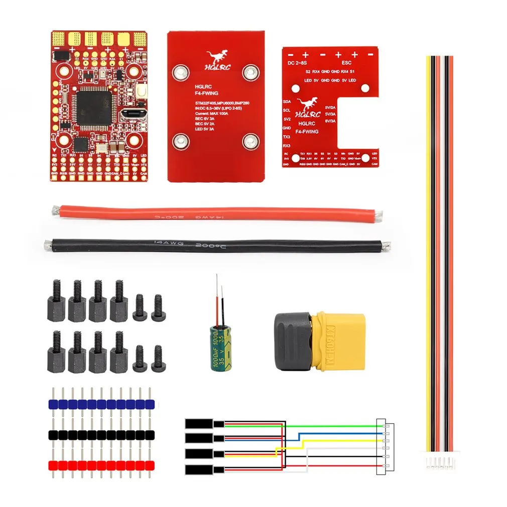 

HGLRC F4 Wing Flight Controller FC for Fixed-Wing Racing Drone Built-in Barometer and Galvanometer PDB 2S -6S 8S Lipo