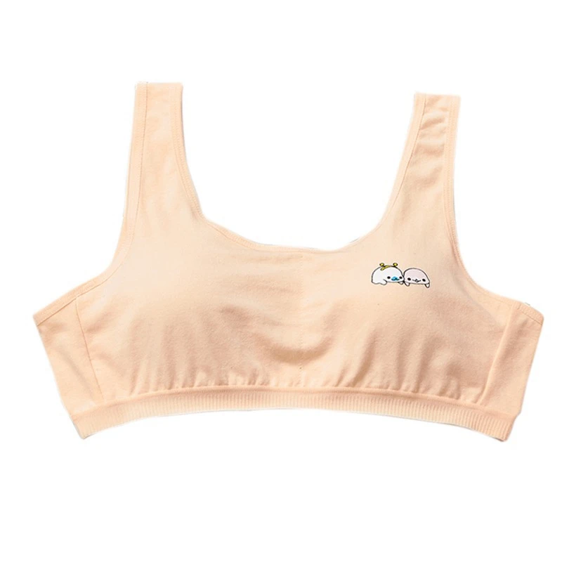 Подростковый комплект для девочек; летние хлопковые UnderwearSolid Цвет мультфильм печатных бесшовные для подростков; Бюстгальтер для подростков; мягкое удобное нижнее белье