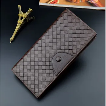 

The new man purse male long weaving grain wallet more large capacity for the fashion leisure exposure and wallet