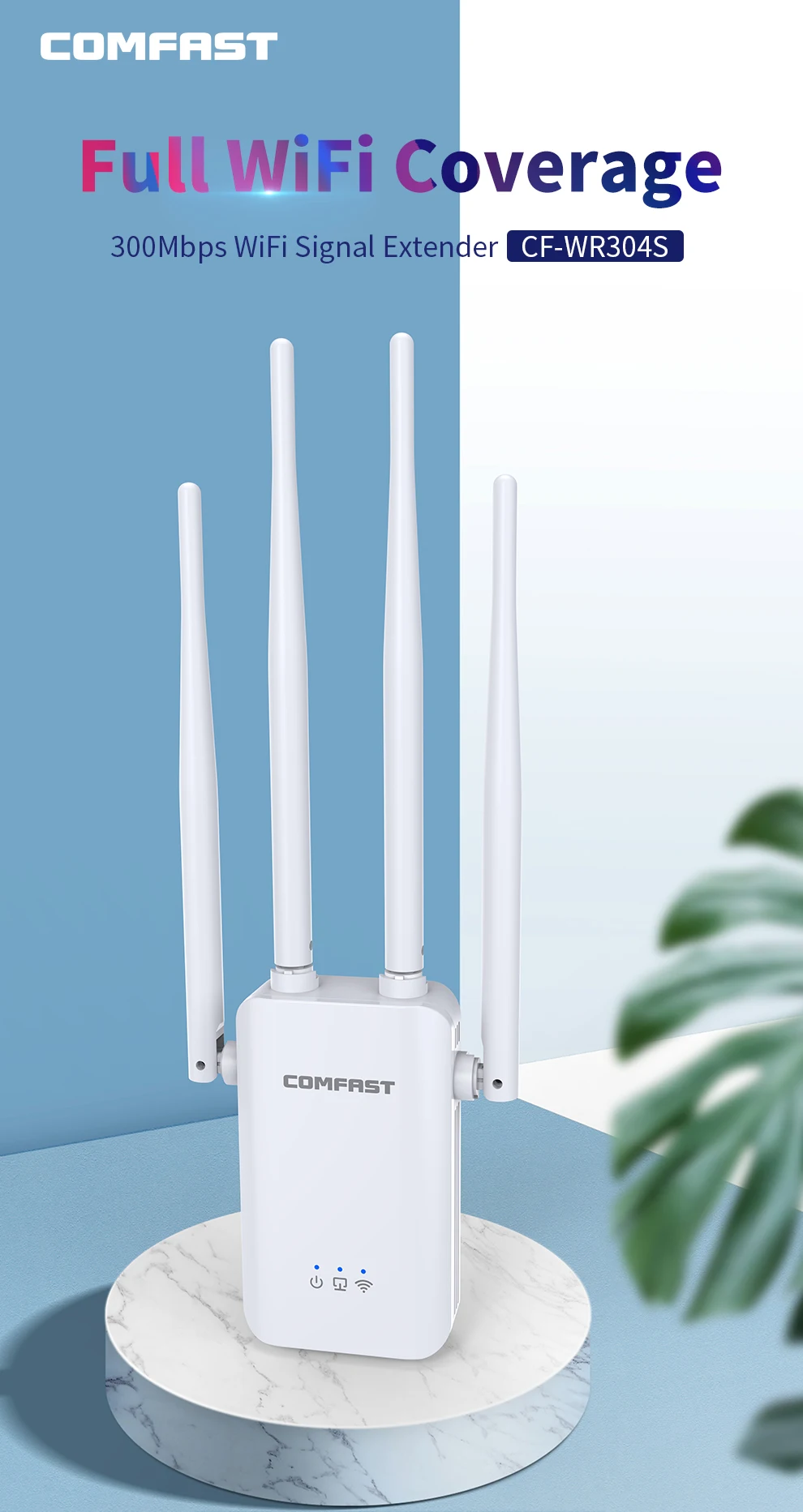 Wifi Range Extender 4 Antennas Strong Signal Booster 300mbps 2.4ghz Wireless Repeater High Coverage 