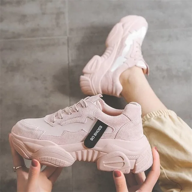 US $10.81 Mhysa Women's Chunky Sneakers 2019 Fashion Women Platform Shoes Lace Up Pink Vulcanize Shoes Womens