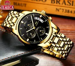 OLMECA, мужские часы, роскошные часы, Relogio Masculino, 3 АТМ, водонепроницаемые часы с календарем, наручные часы для мужчин, браслет из нержавеющей