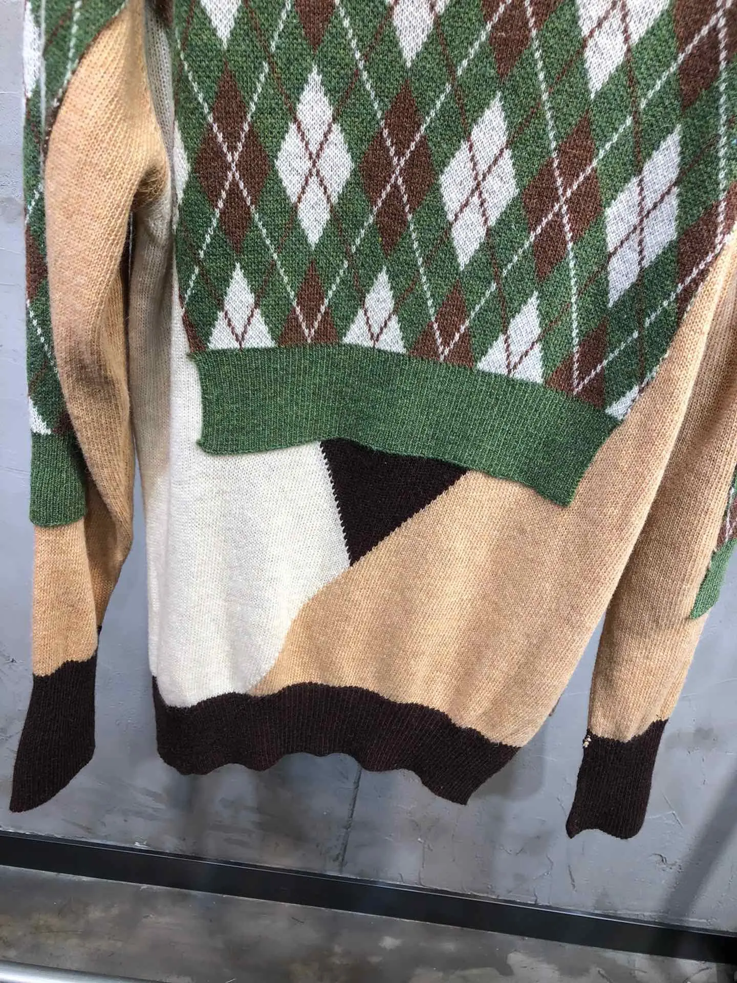 Женский модный сексуальный Повседневный клетчатый свитер с длинными рукавами контрастного цвета 1018