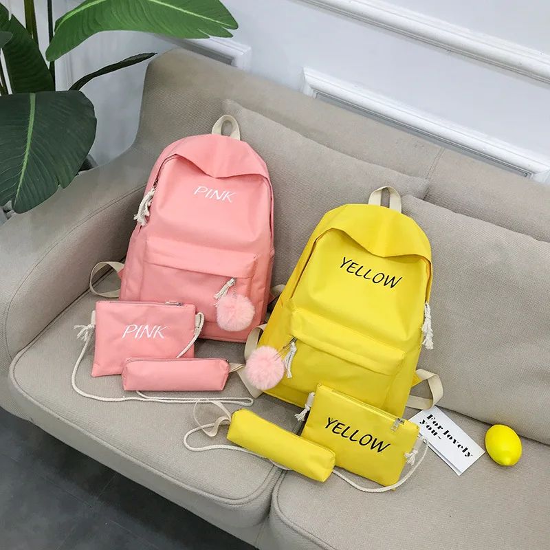 

Three-piece Set School Bag Hot Selling Student Candy-Colored Canvas Backpack 2019 Backpack Gymnastic Valise Bag