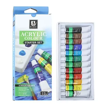 

12 Colors 12ML Tube Acrylic Paint set Art Painting Drawing Tools For Kids DIY W91A
