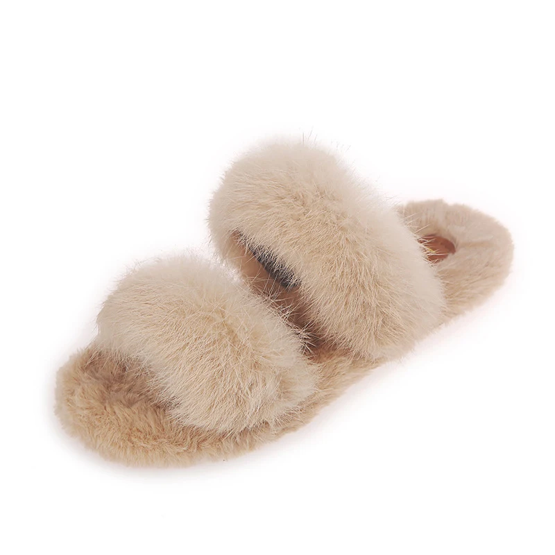 MCCKLE Women House Slippers Ladies Soft Bottom Winter Women's Shoes Short Furry Plush Woman Casual Female Fashion Home Footwear - Цвет: Beige-1