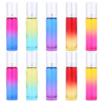 

10pcs Essence Empty Bottle Portable Ball Bottle Color Gradient Bottle Mini Roll-on Bottle for Woman Man Home Travel