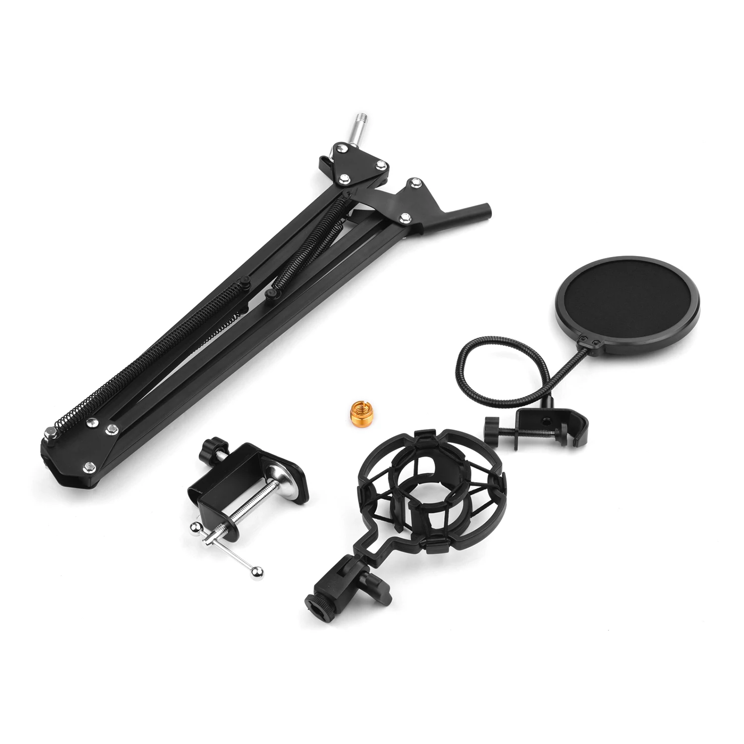 Adjustable Foldable Microphone Stand Heaby Duty Metal Mic Arm Bracket with Shock Proof Holder Windshield Filter for Studio | Спорт и