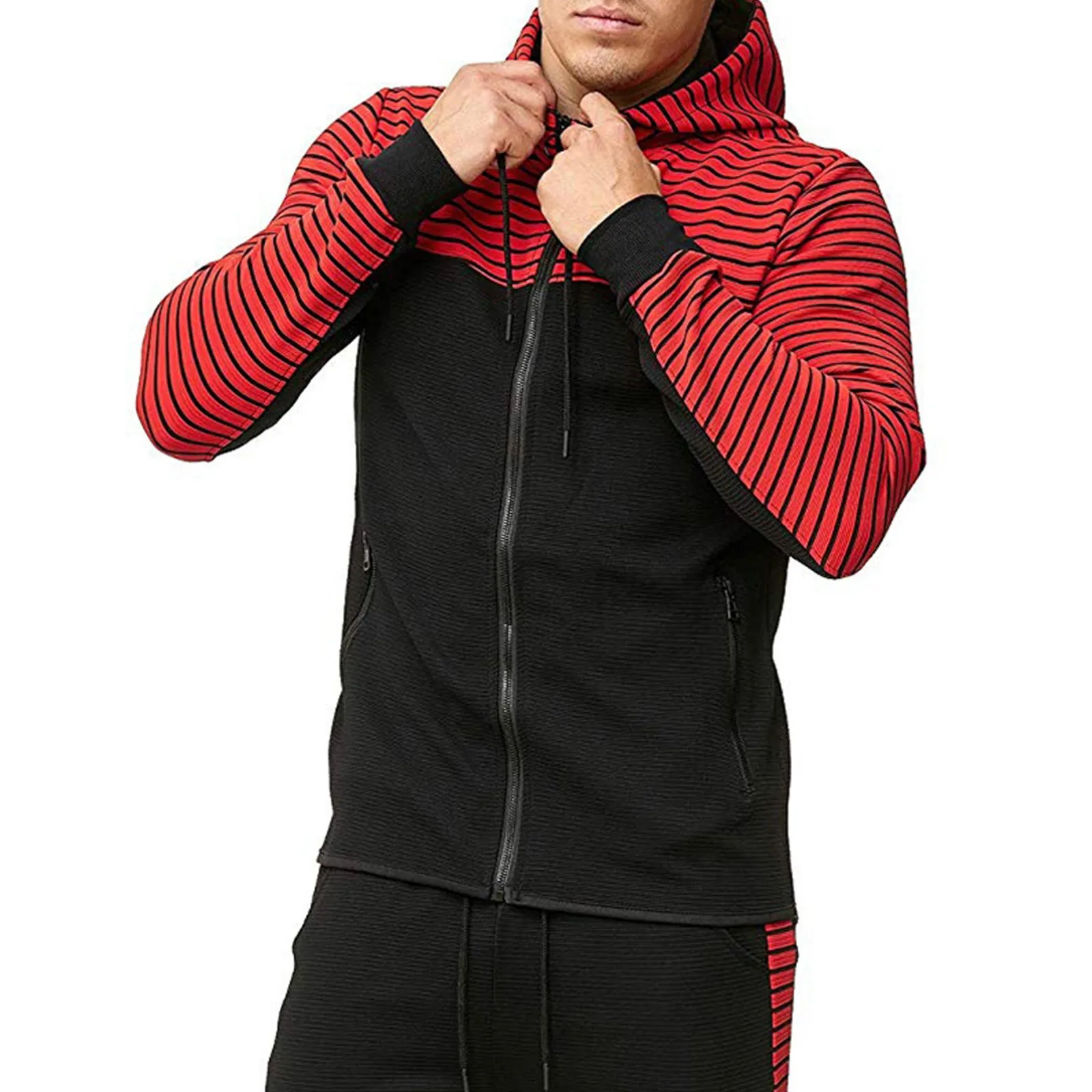 Harajuku Men's Hoodies Streetwear Men Casual Hoodie Color Block Checked Pullover Hooded Sweatshirt Hip Hop Loose Hoodies #01 2