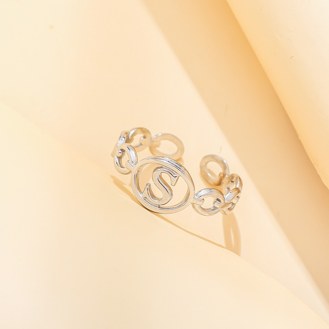 Out A-ZLetter 2Colors Metal Adjustable Opening Ring Initials Name Alphabet Female Party Fashion Jewelry Christmas Present