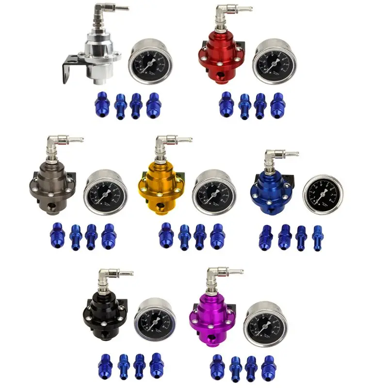 Regulador de Pressão de Combustível com Kit de Calibre Opcional Universal Ajustável Alumínio 7-color
