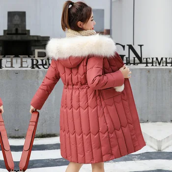 

Oversized 4XL 5XL Thick Fur Long Down Parkas Women Slim 2020 Winter Fashion Jacket Hooded Solid Coat Cotton Padded Jackets
