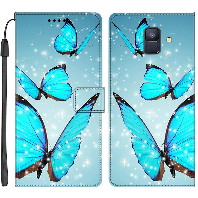 Flip Leather Case For Samsung Galaxy A5 A6 A7 A8 A9 2015 2016 2017 2018 Plus Painted Phone Wallet Stand Book Cover Card Holder cute phone cases for samsung 