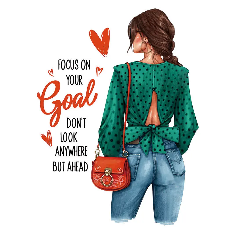 

DON'T LOOK Women Patch New Design Thermal Transfer Stickers For T-shirt Dresses Clothes Patch For Girl Women Dresses