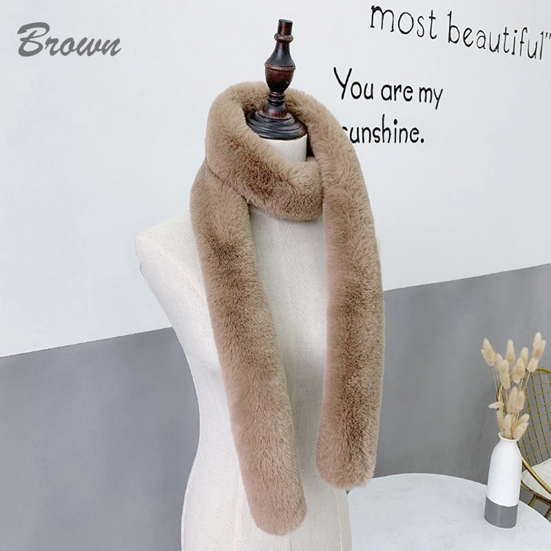

Scarf Women Fashion Winter Faux Fur Scarf Pure Color Outerwear Scarf Female Warm Soft Thick Commute аѬ женские