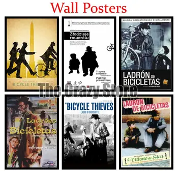 

Bicycle Thieves Classic White Kraft Paper Paintings Vintage Wall Posters Stickers Home Decor Gift 42X30cm