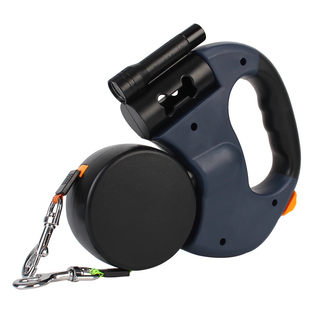 3m Automatic Retractable Dual Dog Leash With Roulette Flashlight Waste Bag Box Extending Dog Leash Rope Dog Walking Leash Leads 