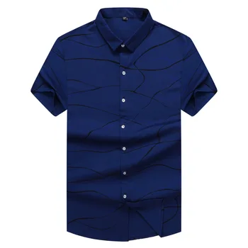 

Spuer Fat Man Leisure Men Loose Printing Fat Short Sleeve Solid Color Shirt Extra Large Size Shirt