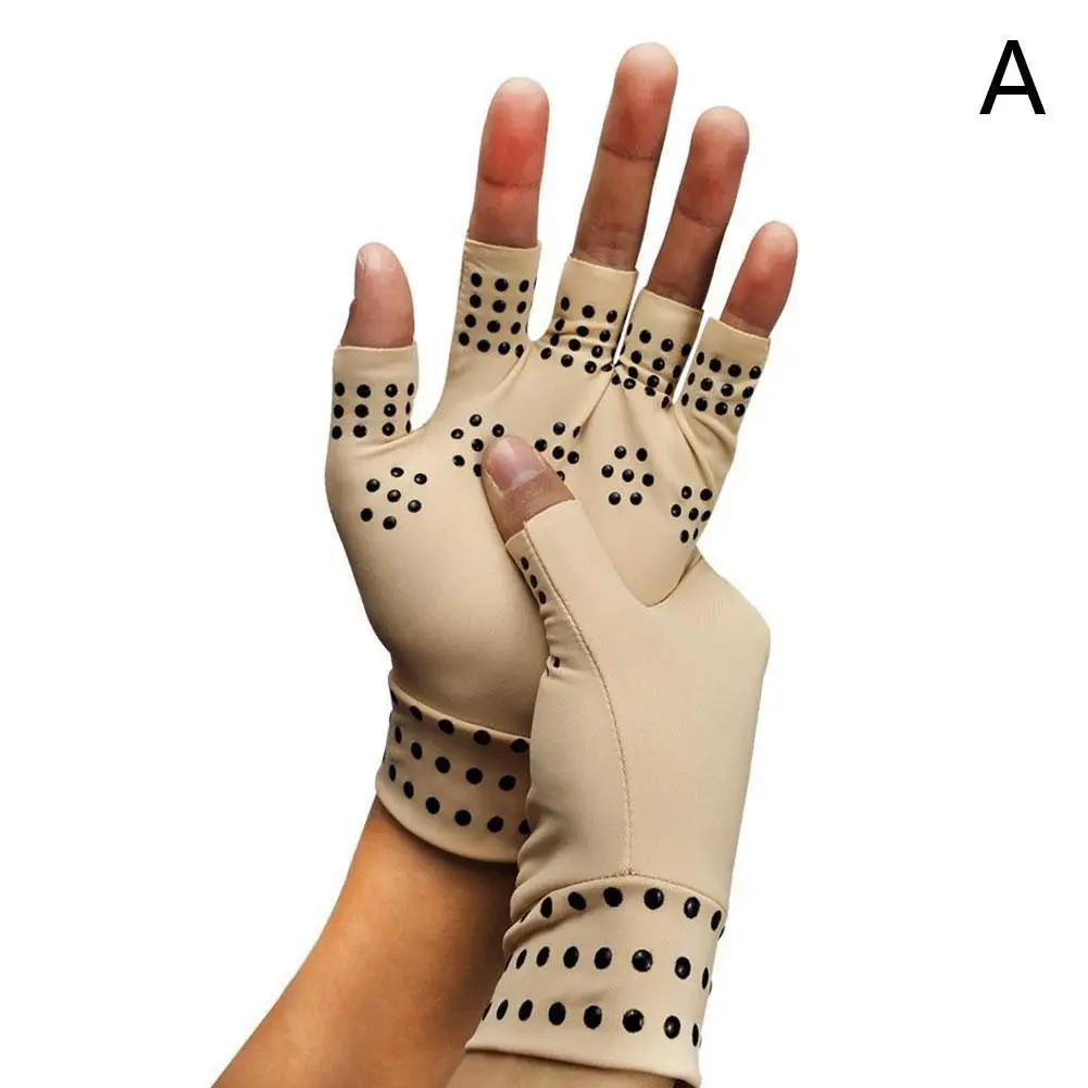 1 Pair Magnetic Therapy Fingerless Gloves Arthritis Pain Relief Heal Joints Braces Supports Health Care Yoga Sport Safe Wrist