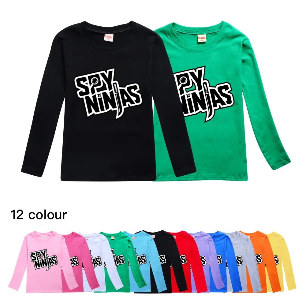 

SPY NINJA Fashion Children O Neck T-Shirt Spring/Autumn Long-sleeved Kids Casual Tees Boys Girl's T-Shirt Cute Clothing Tees