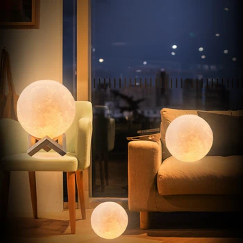 

3D Print USB Charging Moon Night Lamp Moon Lamp Color Change Lunar Dimmable Touch Moon Light For Bedroom Decoration Gift