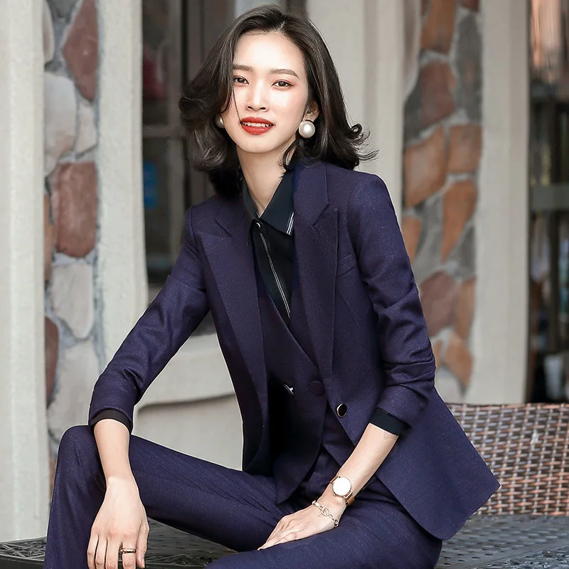 IZICFLY Spring Autumn Professional Uniforms Business Suits with Trousers High Quality Office Blazer 2 Piece Set Women Work Wear