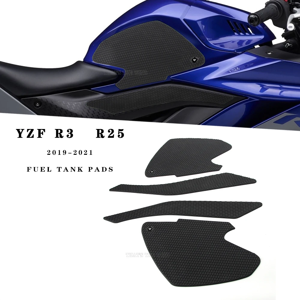 For Yamaha R25 YZF R3 2019 2020 2021 Motorcycle side fuel tank pad Tank Pads Protector Stickers Knee Grip Traction Pad