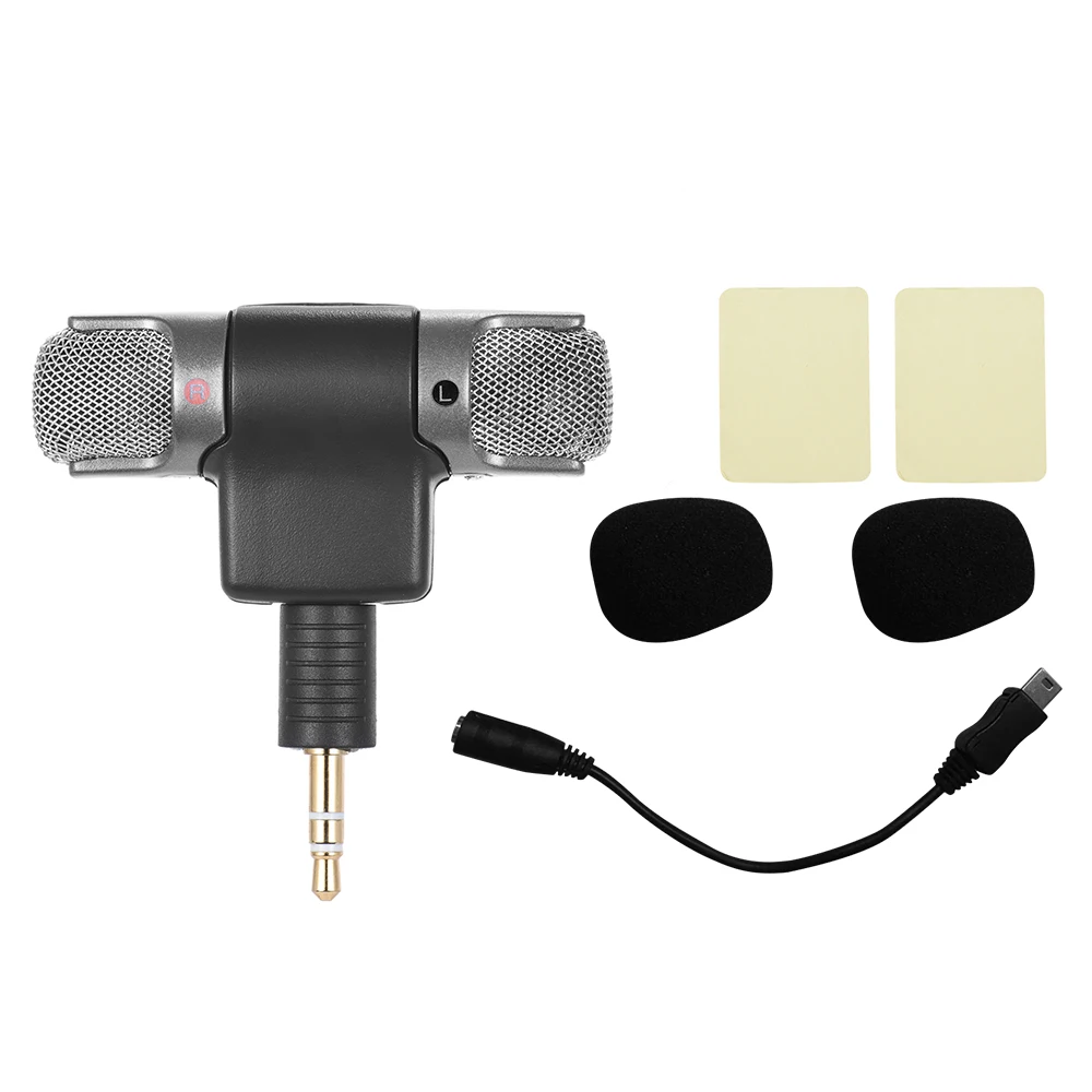 

External Stereo Mic Microphone with 3.5mm to Mini USB Micro Adapter Cable for GoPro Hero 3 3+ 4 for AEE Sports Action Camera